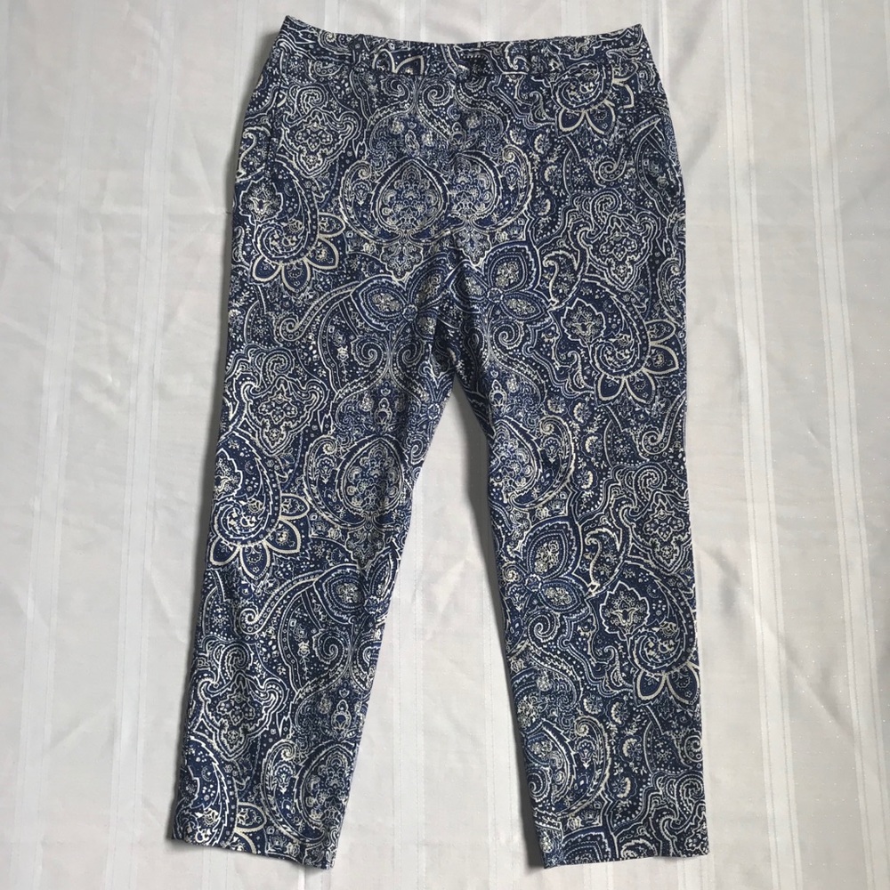 Charter Club 14P Blue Paisley Cropped Pant